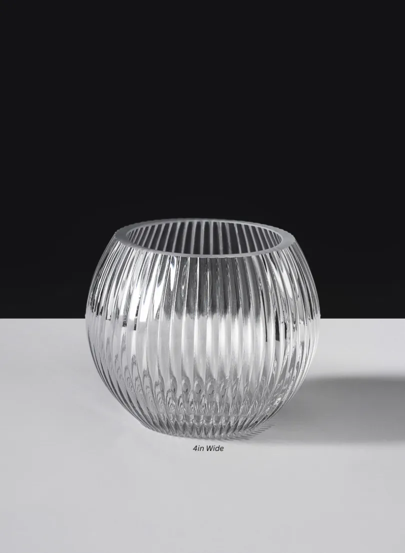 Pleated Glass Fishbowl Vase