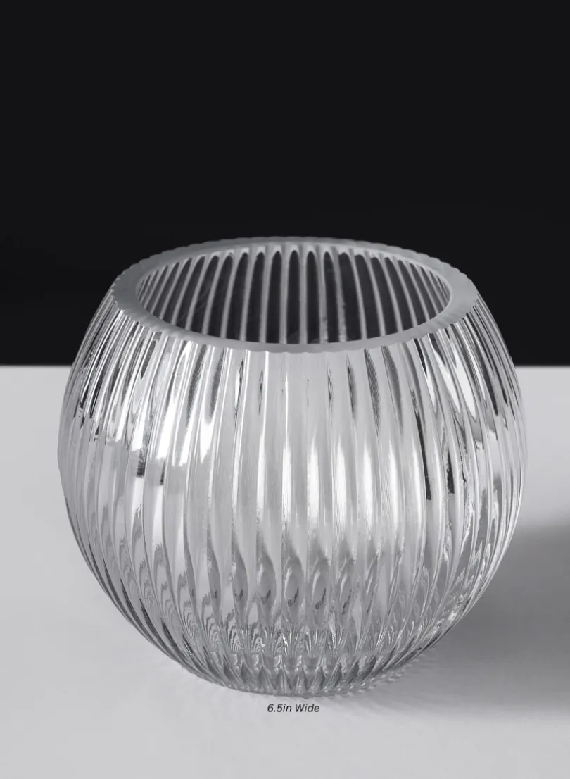 Pleated Glass Fishbowl Vase