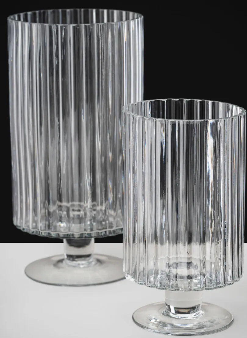 Pleated Glass Pedestal Hurricane