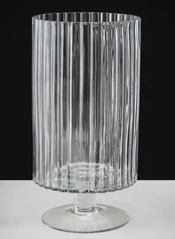 Pleated Glass Pedestal Hurricane
