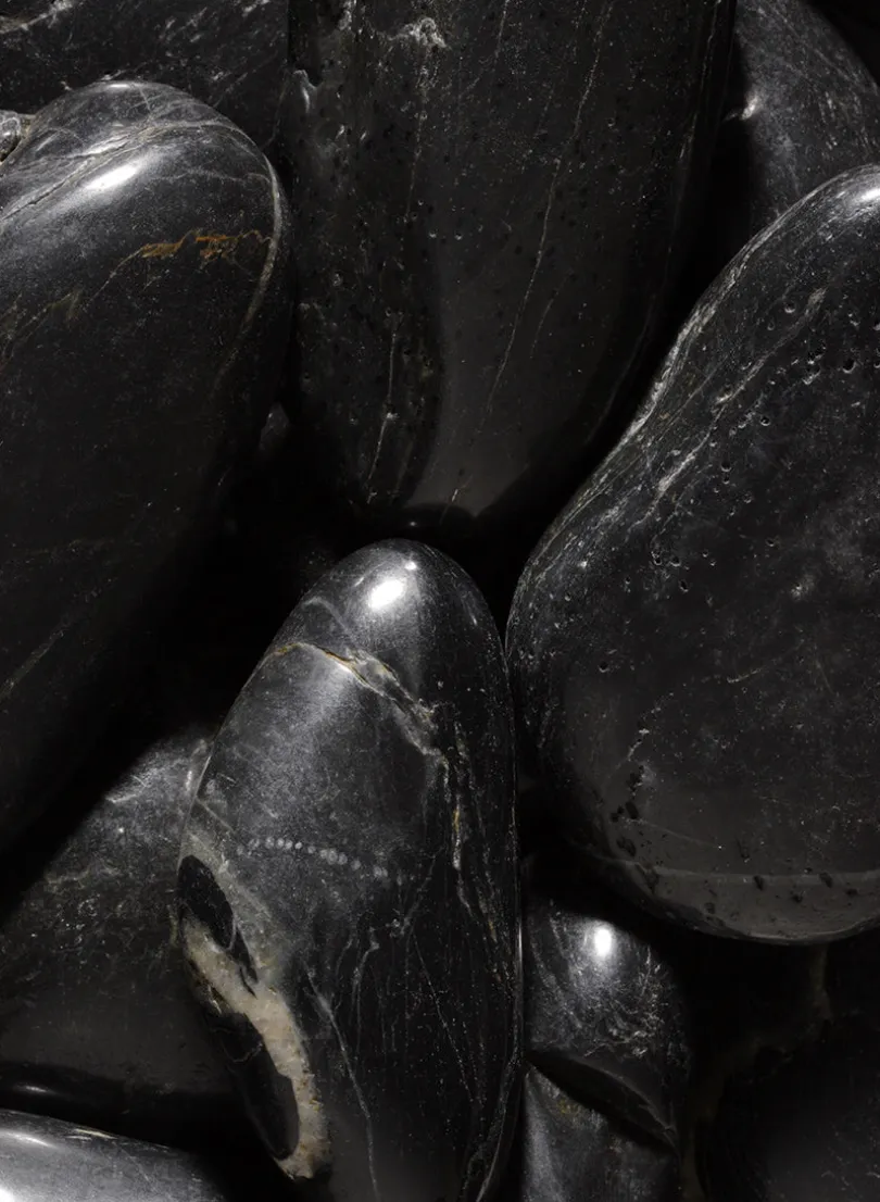 Polished Black River Stones