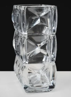 Rectangular Crystal Look Glass Vase