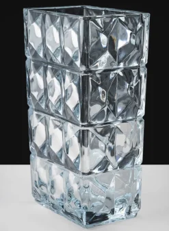 Rectangular Crystal Look Glass Vase
