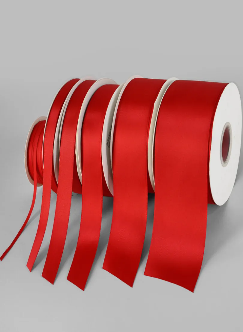 Red Double Faced Satin Ribbon 50 Yard Spool