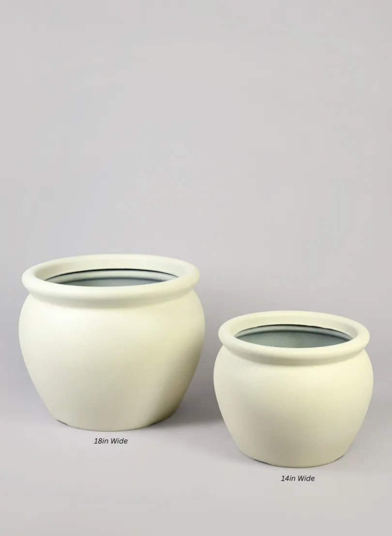 Rosetta White Real Look Light Weight PVC Bowl Planter