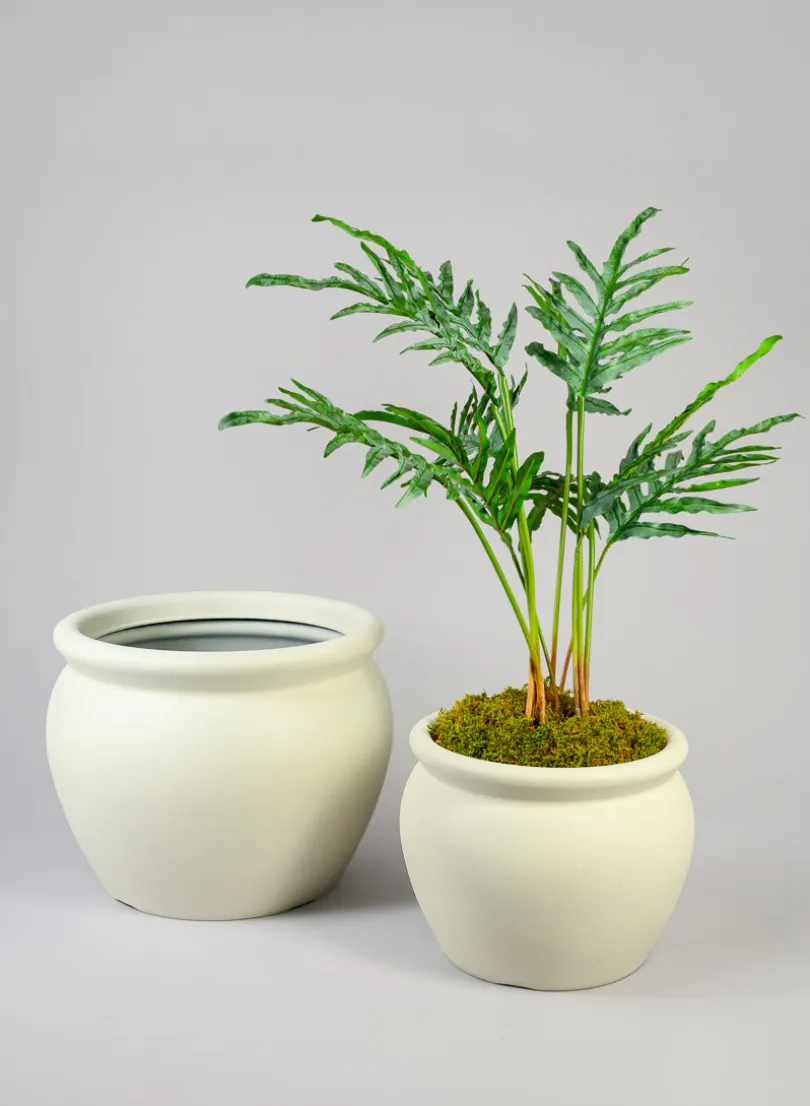 Rosetta White Real Look Light Weight PVC Bowl Planter