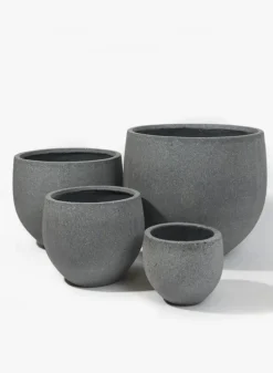 Round Rough Grey Ficonstone Pots