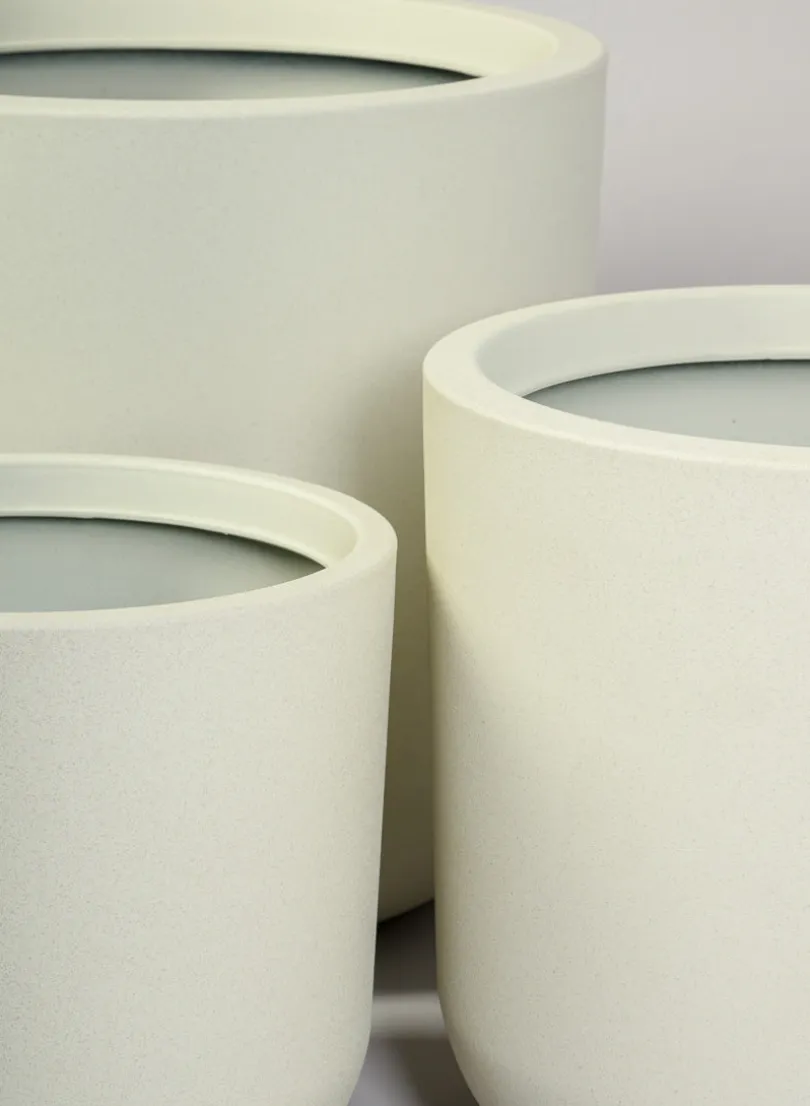 Rumi White Real Look PVC Light Weight Cylinder Pot