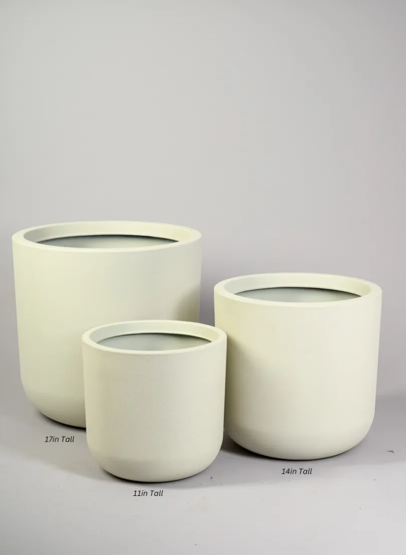 Rumi White Real Look PVC Light Weight Cylinder Pot