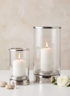 Silver & Glass Candle Hurricane