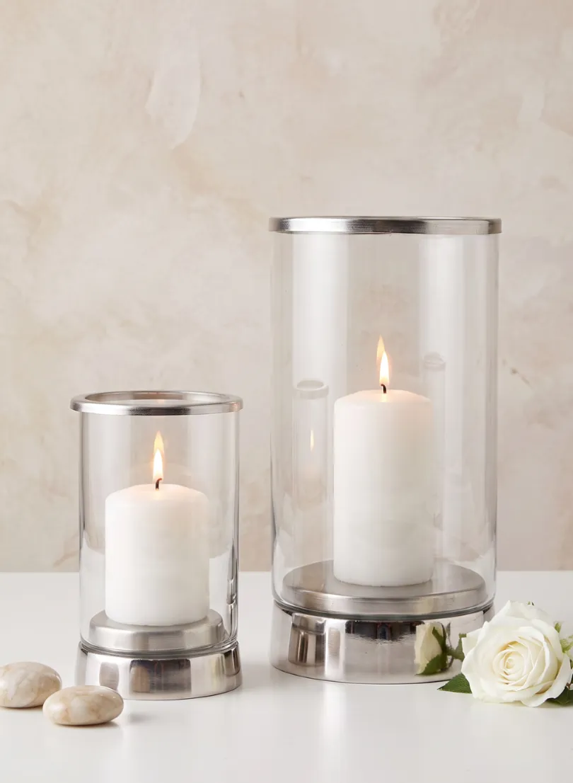 Silver & Glass Candle Hurricane