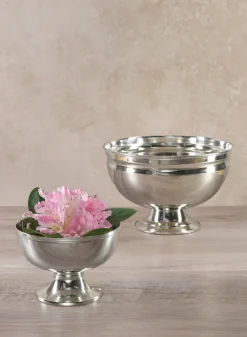 Silver Pedestal Brass Bowls