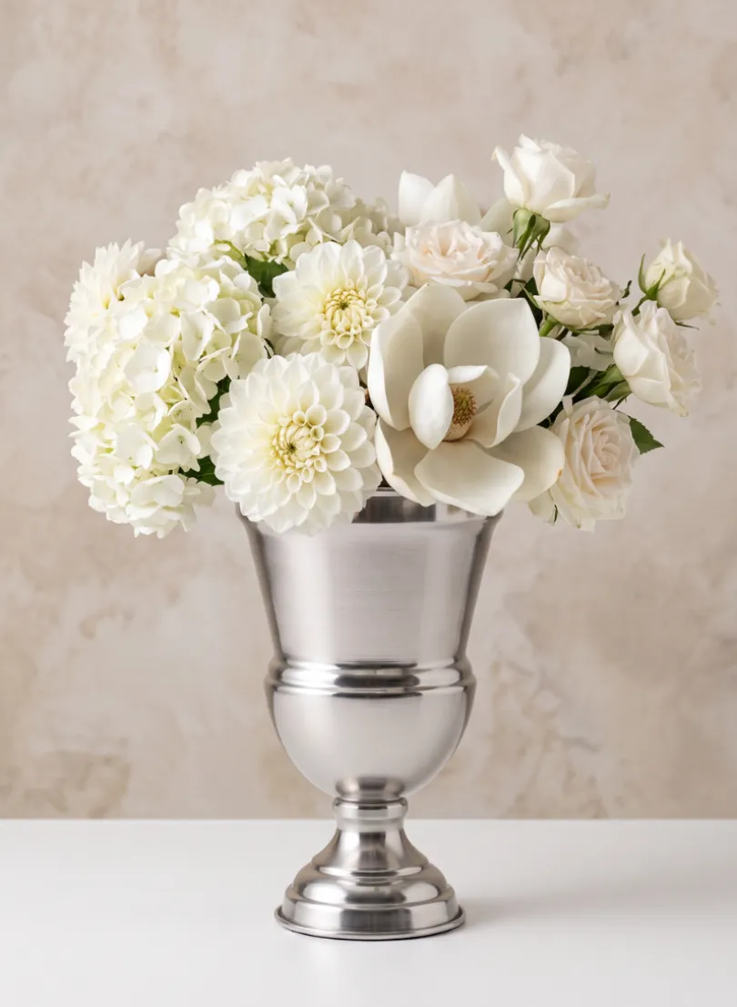 Silver Urn Metal Vase