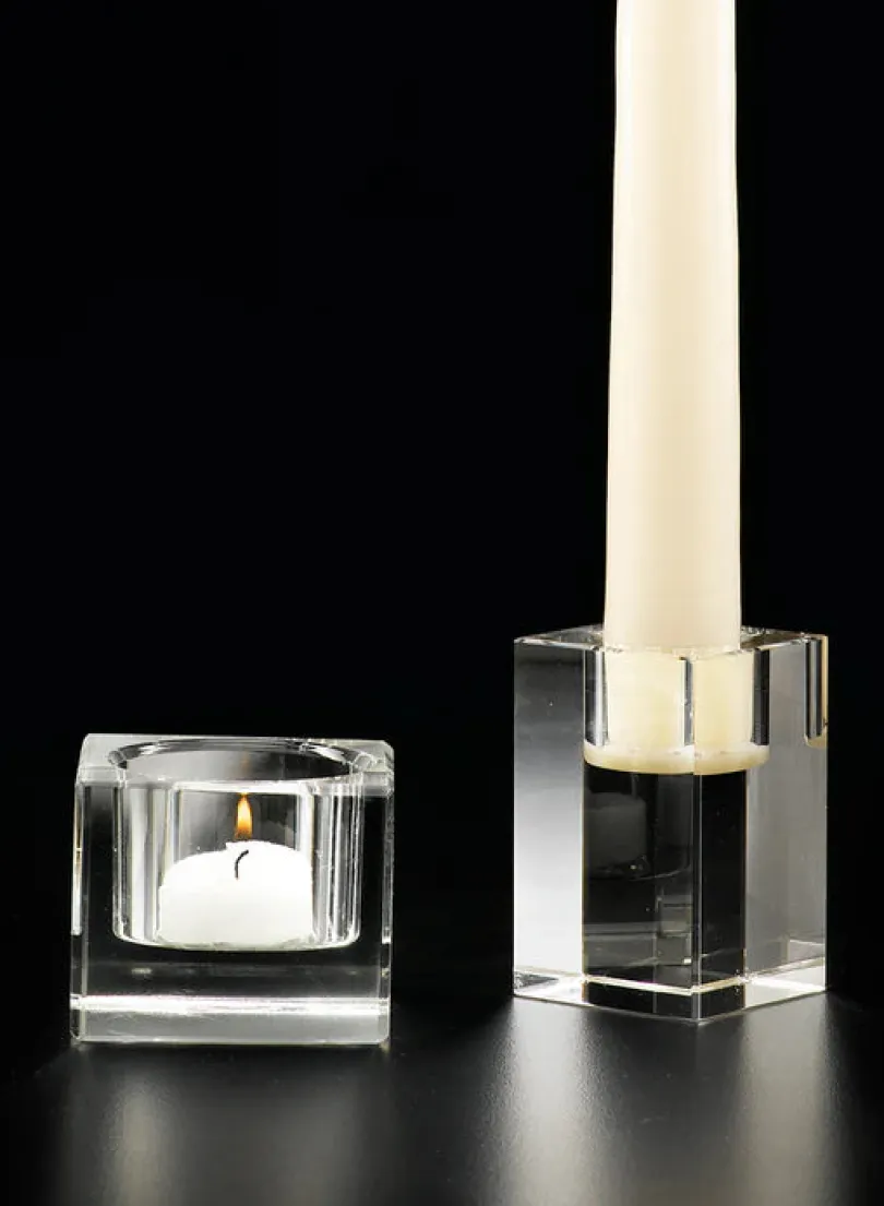 Square Crystal Glass Candleholders