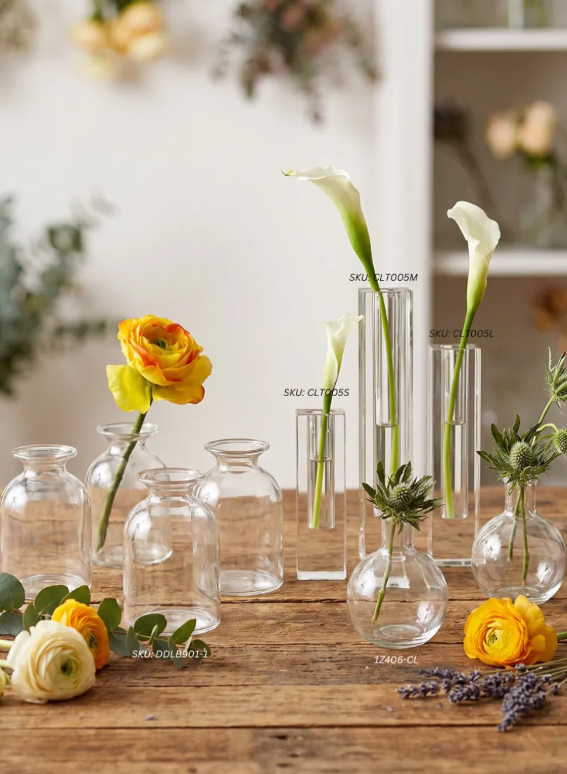 Square Glass Crystal Bud Vases
