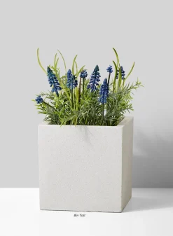 Square White Fiber Stone Pot