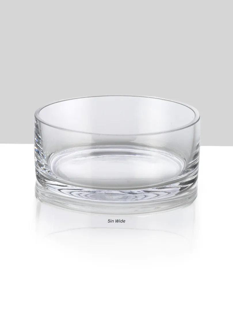 Transparent Low Glass Bowls, Set of 2