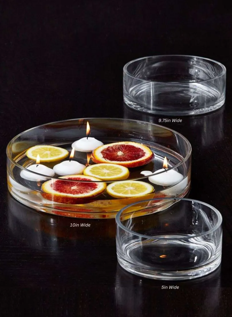 Transparent Low Glass Bowls, Set of 2