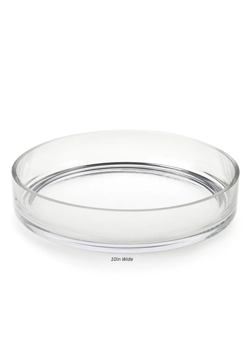 Transparent Low Glass Bowls, Set of 2