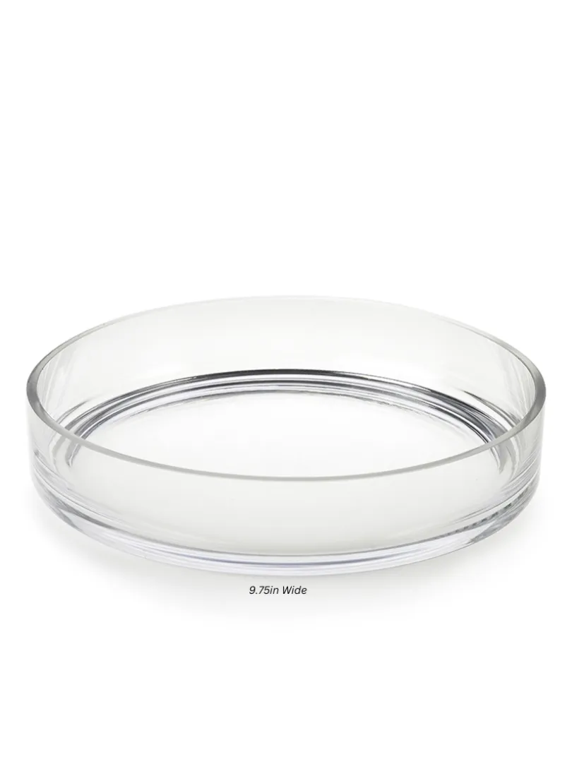 Transparent Low Glass Bowls, Set of 2