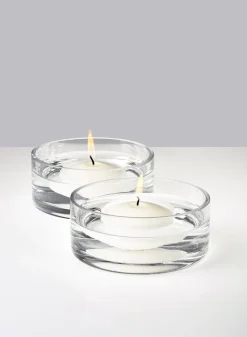 Transparent Low Glass Bowls, Set of 2