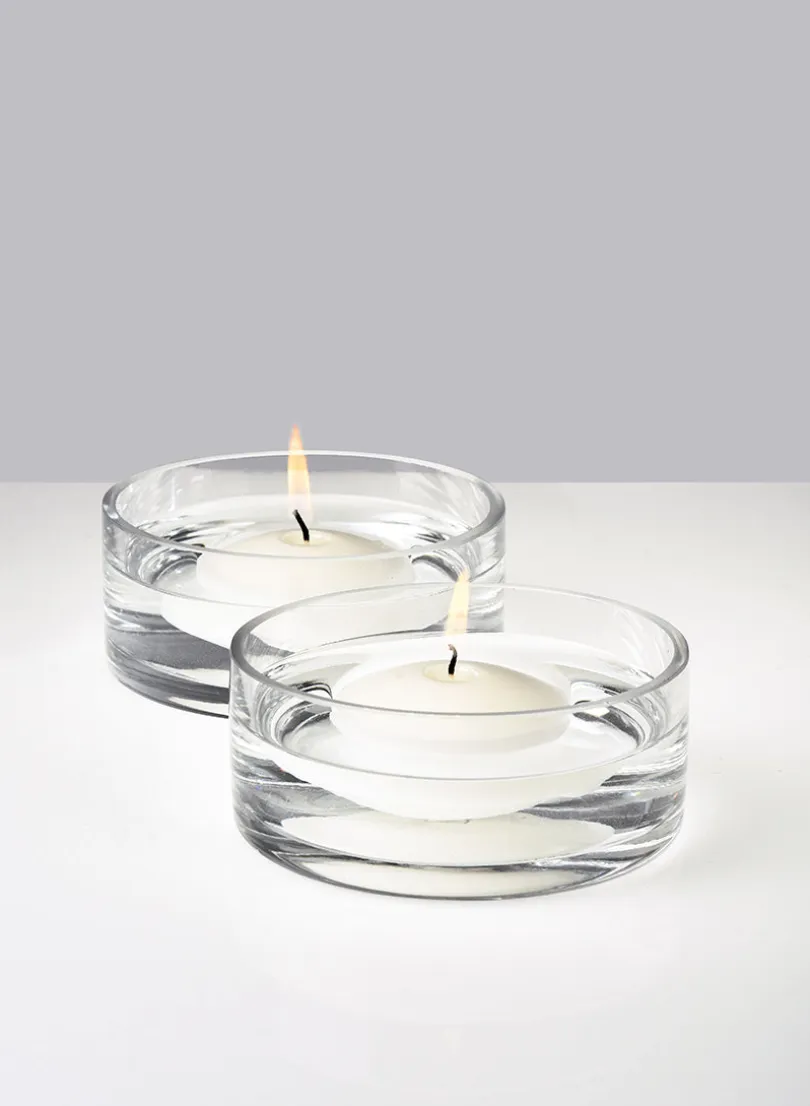 Transparent Low Glass Bowls, Set of 2