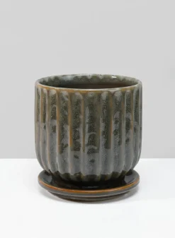 Tulum Avocado Green Pot with Ceramic Saucer