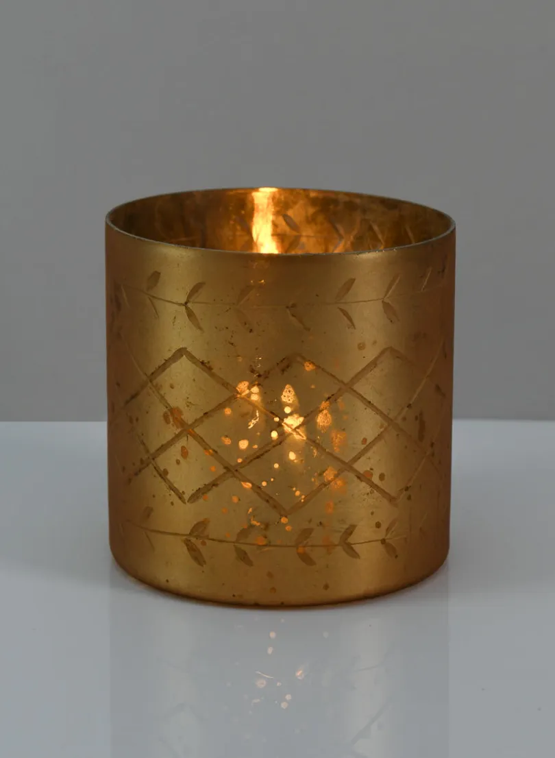 Valencia Aged Gold Mercury Glass Holder