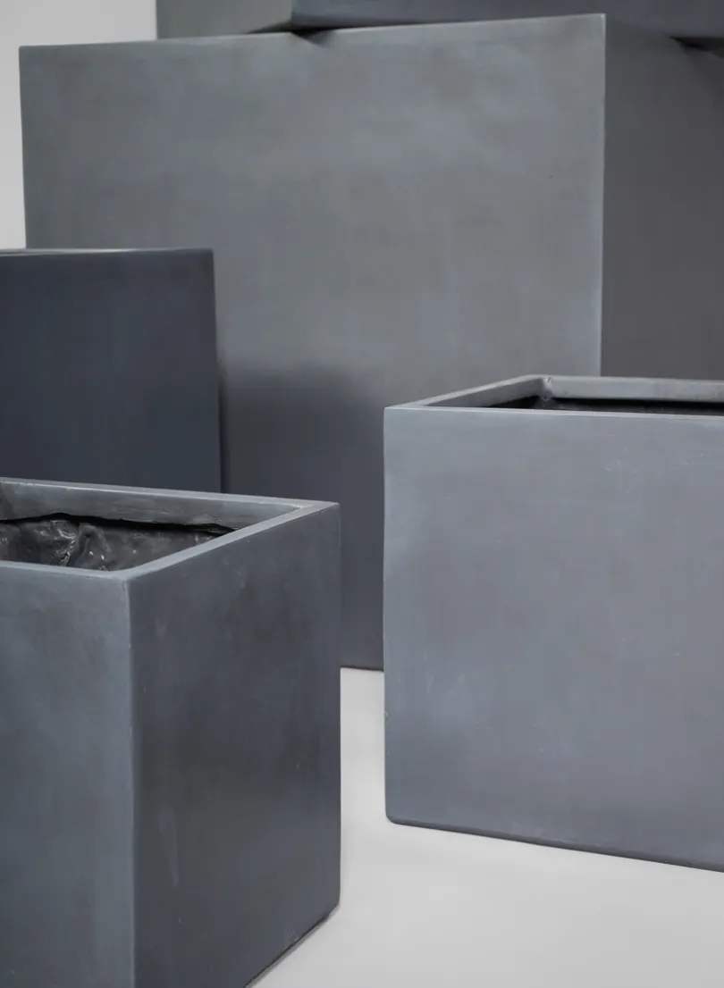 Venetian Grey All Weather Light Weight Polyresin Cube Planters