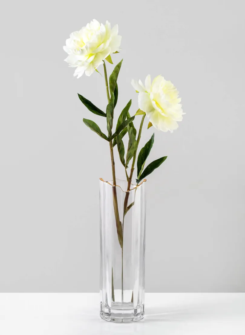 Waves Gold Rim Faceted Vase