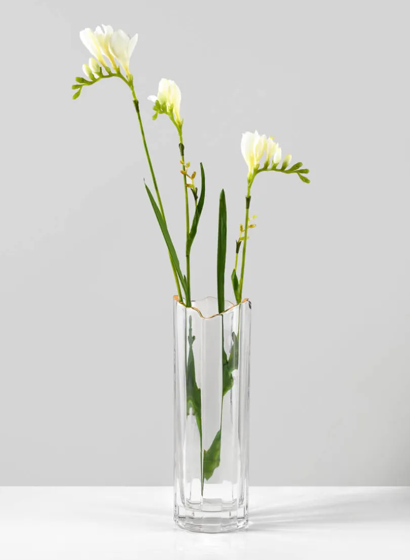 Waves Gold Rim Faceted Vase