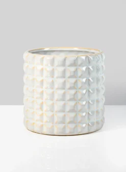 White Ceramic Studs Vase