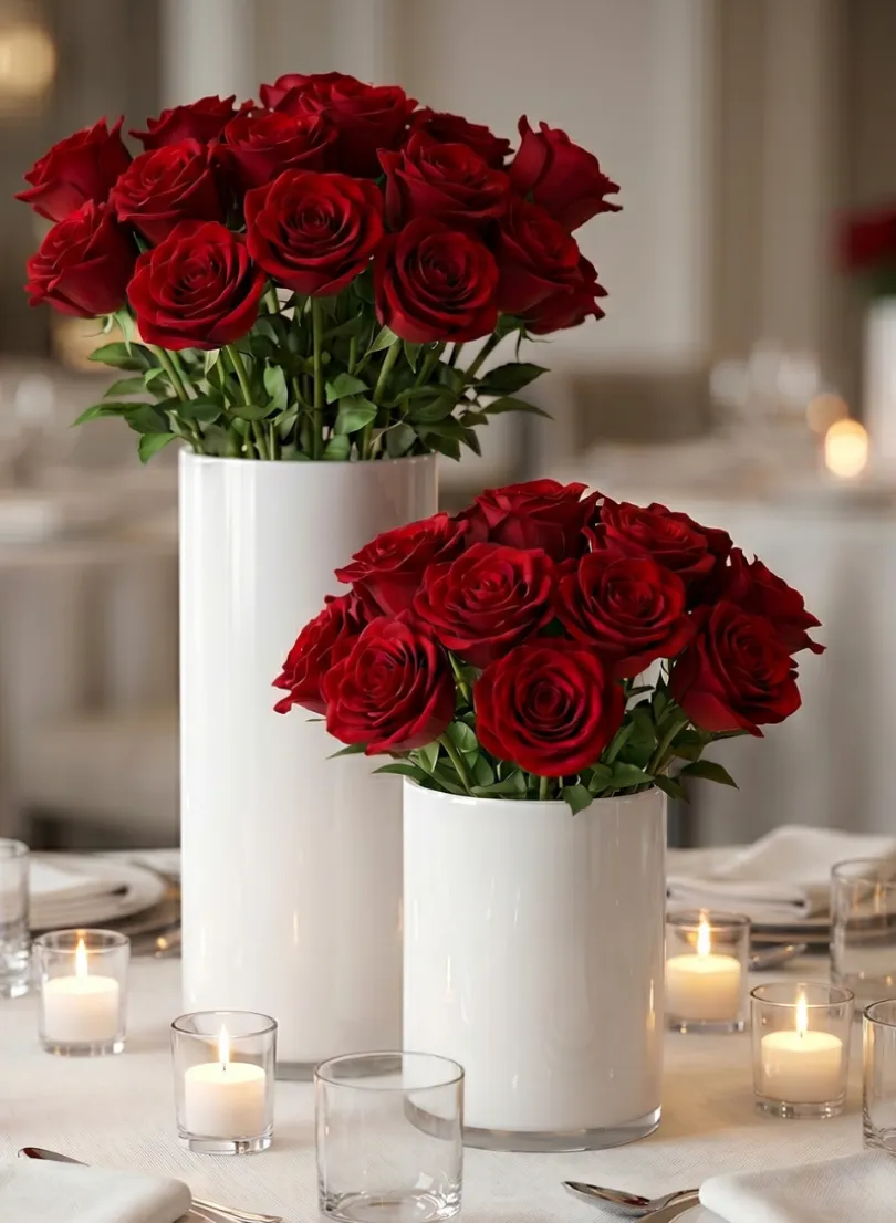 White Cylinder Glass Vases
