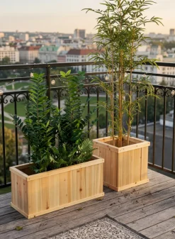 Windham Rectangular Outdoor Deep Wood Planter Box
