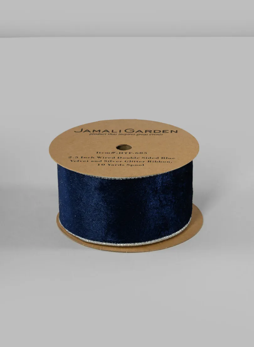 Wired Double Sided Velvet and Glitter Ribbon
