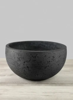 Yerevan Black Cement Stone Bowl Ceramic Planter