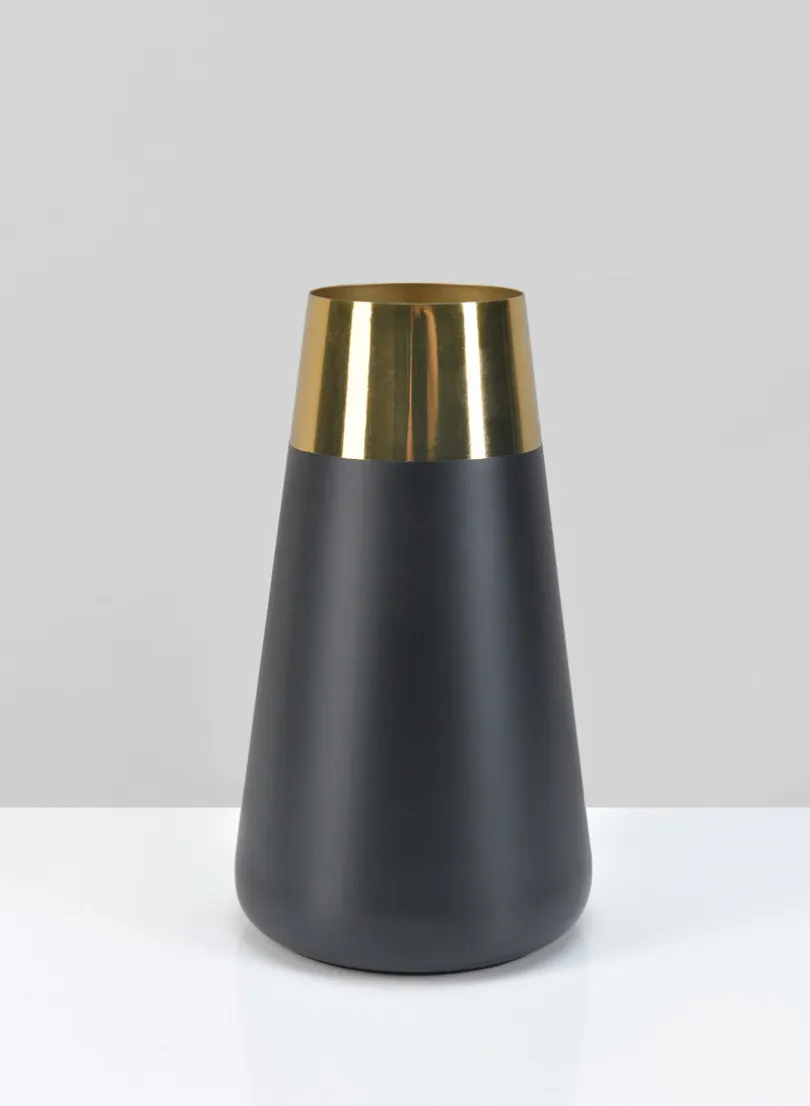 Zaragoza Stainless Steel Black & Gold Vase