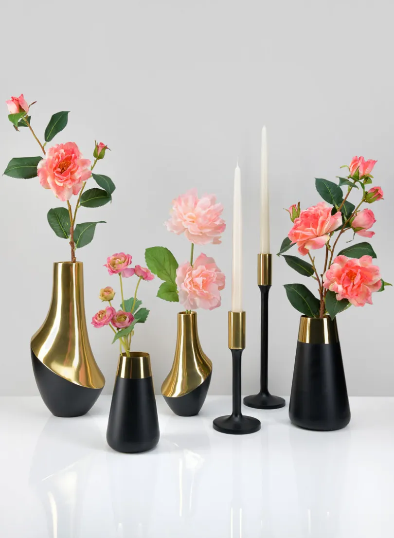 Zaragoza Stainless Steel Black & Gold Vase